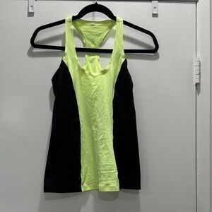 Lululemon Neon Yellow Color-Blocked Racerback Tank – Size Small